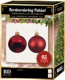 Bellatio Decorations Kerst Kerstbal en ster piek set 45x kerst rood - voor 120 cm boom - Kerstboomversiering kerst rood