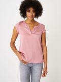 REPEAT cashmere Zijden top met korte mouwen en borstzakje