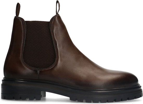 Manfield Heren Bruine Leren Chelsea Boots Maat 40