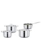 Spring Gourmet pannenset 4-delig met steelpan en deksel, meerlaags roestvrij staal 18/0 buiten 18/10 binnen met aluminium kern, geschikt voor inductie, 1,4 l 2,0 l 2,7 l 3,7 l kookpannenset