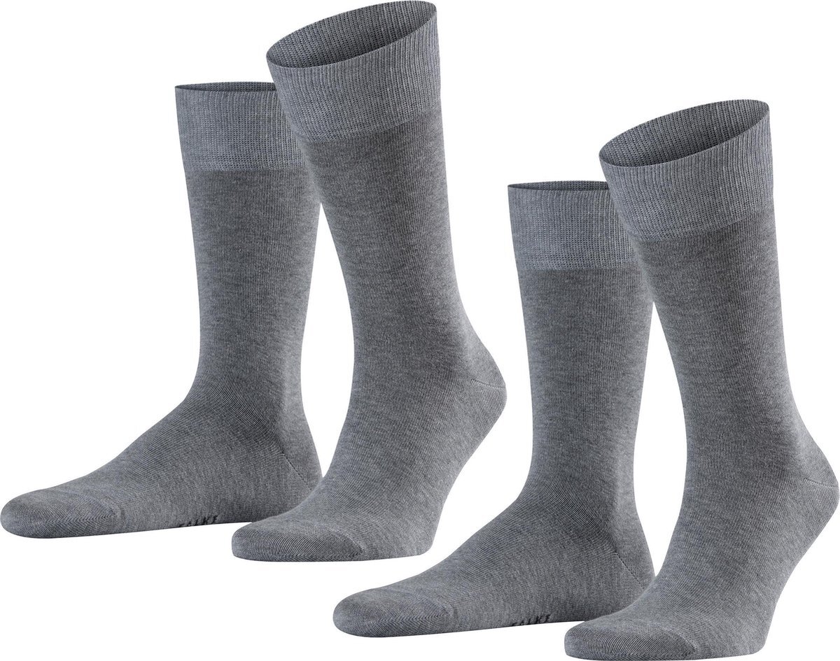 Falke Happy Heren Sokken - 2pack - Light Grey Melange - Maat 39-42