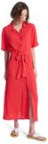 Roxy Island Escape Solid Jurk Met Korte Mouwen Rood S Vrouw