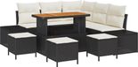vidaXL Banc de jardin - Set - 9 - pièces - Noir - poly - rotin