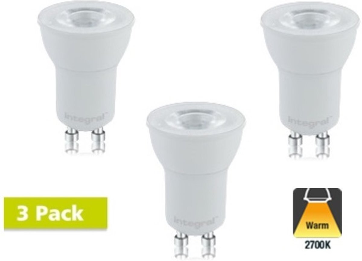 Integral 3 Pack - 35mm GU10 Led Spot 3,4w - 300 Lumen - 2700K Warm Wit