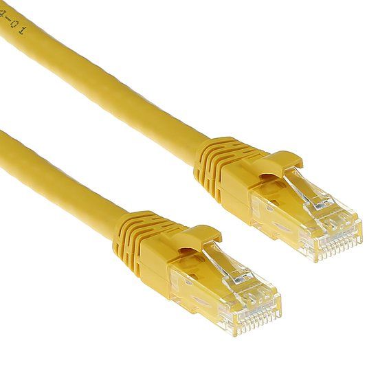 ACT Gele 0,25 meter UTP CAT6A patchkabel snagless met RJ45 connectoren