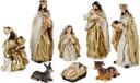 Decoris Kerststal beelden - 8x st - wit/goud - 12 cm - polystone