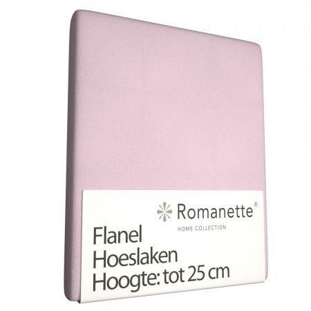Romanette flanel hoeslaken - 90x220 cm - Roze