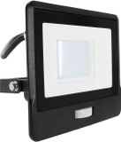 V-TAC LED Schijnwerper - Samsung - PIR Sensor - IP65 Waterdicht - Zwart - 30W - 2340 Lumen - 6500K