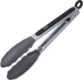 Westmark Serveertang, met siliconen borden en rubberen handgrepen, lengte: 21 cm, roestvrij staal/plastic/siliconen, klassieke siliconen mini, zilver/zwart