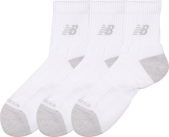 New Balance Active QTR Socks 3 Pack Unisex Sportsokken - WHITE