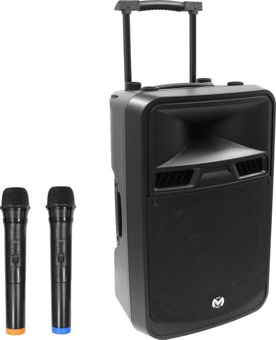 Mac Mah Mobile 15 UHF Draagbare Speaker 700W, 2 draadloze microfoons