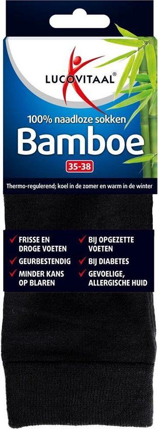 Lucovitaal Bamboe Lange Sokken Zwart 35-38