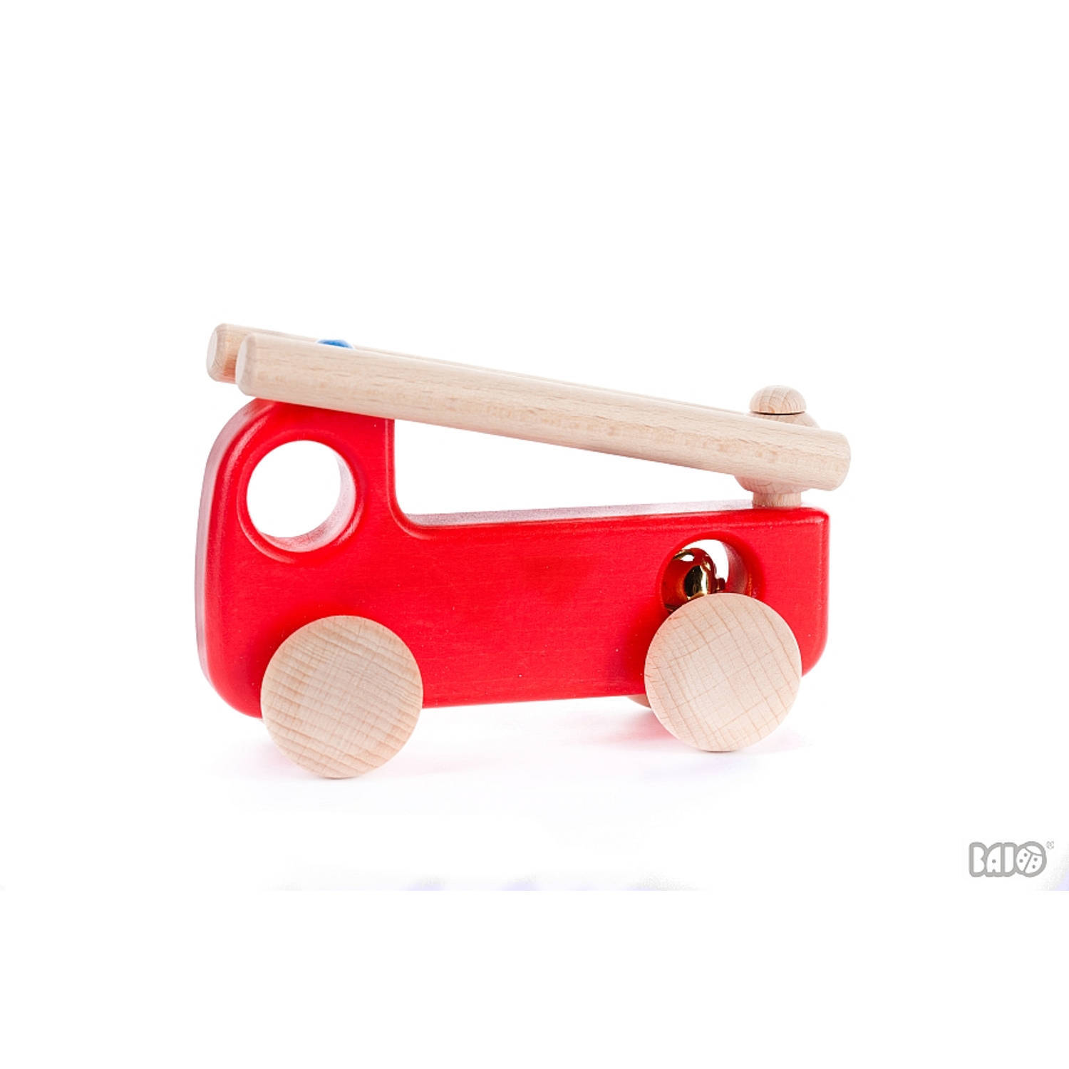 Bajo houten brandweerwagen met alarmbel - 15 cm