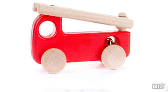 Bajo houten brandweerwagen met alarmbel - 15 cm