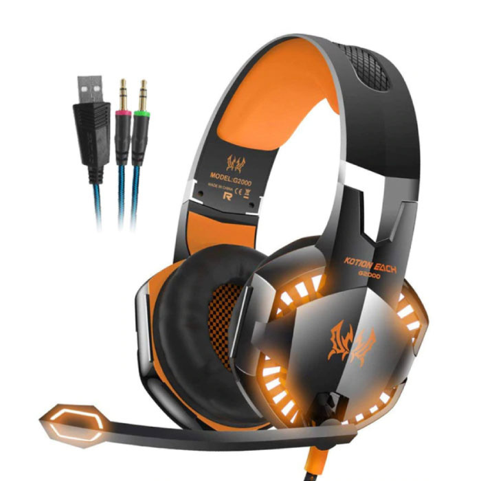 Kotion EACH G2000 Stereo Gaming Koptelefoon Headset Headphones met Microfoon Oranje