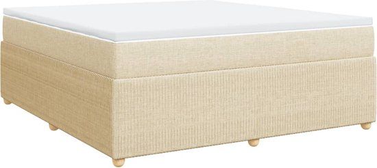 vidaXL Boxspring met matras stof crèmekleurig 180x200 cm