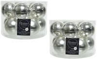 Decoris Boules de Noël set - 20x stuks - argent - verre - 6 cm - brillant/mat