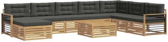 vidaXL Hoek loungeset 8 zitplaatsen acacia hout wit en antracietkleurig