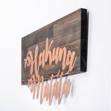 Elegant decoratief houten wandaccessoire, 38 x 58 cm, walnoot & koper