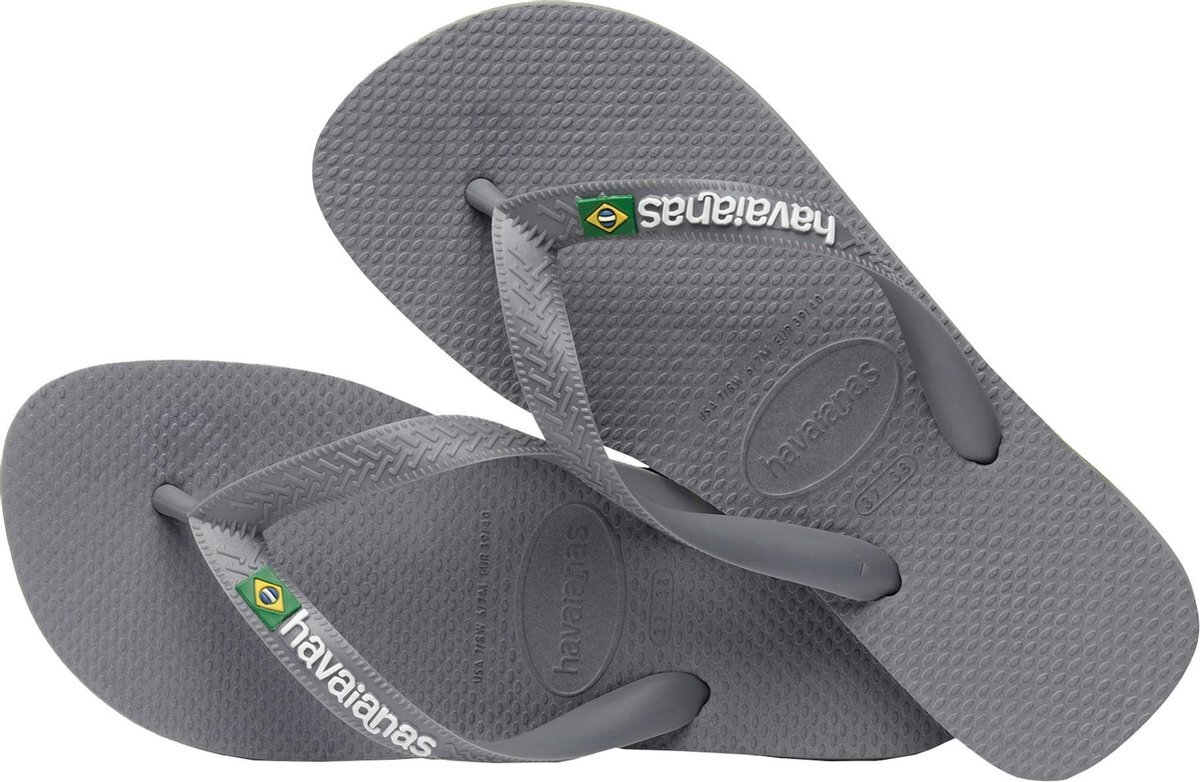 Havaianas Brasil Logo Heren Slippers - Steel Grey/Steel Grey - Maat 41/42