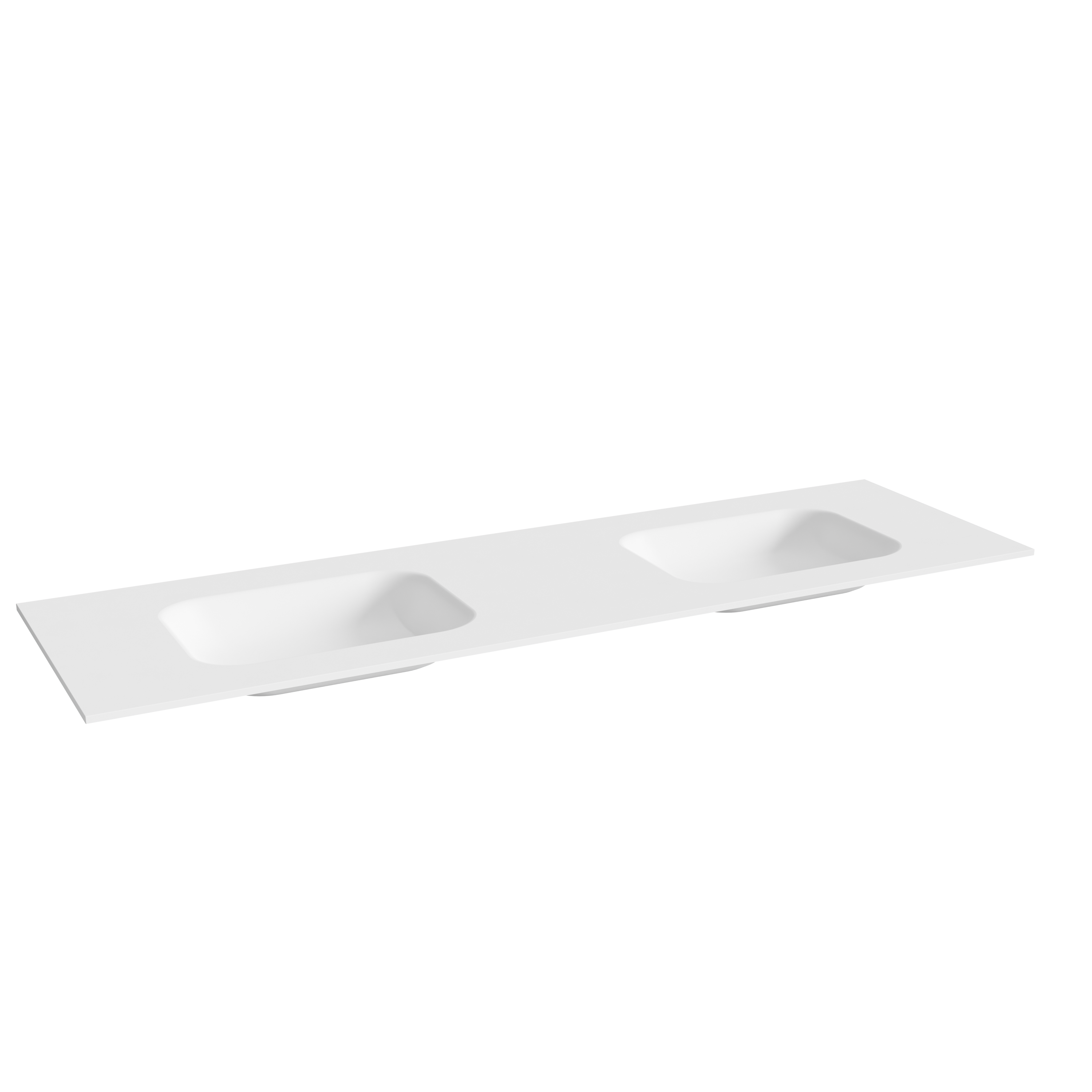 Balmani Tablo Arcato dubbele wastafel met afvoerplug matte Solid Surface 180 x 55,5 cm