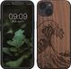 kwmobile telefoonhoesje geschikt voor Apple iPhone 13 - Hout - Donkerbruin Golven op Hout design