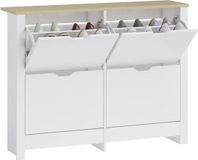 Merkloos HOMCOM - Opklapbare schoenenkast - 105x26x80cm - Hout - Wit, Natuurlijk hout