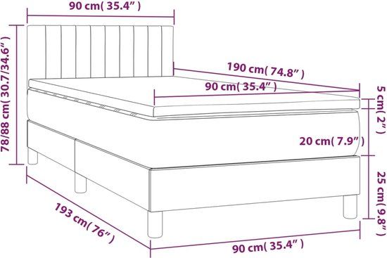 vidaXL Boxspring met matras stof donkergrijs 90x190 cm