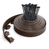 VOUNOT Flexibele Gazonrand Kunststof, met 30 Grondankers, Lengte 10 m Hoogte 5 cm, Bruin