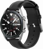 By Qubix - Classic leren bandje - Zwart - Smartwatch bandje 22mm
