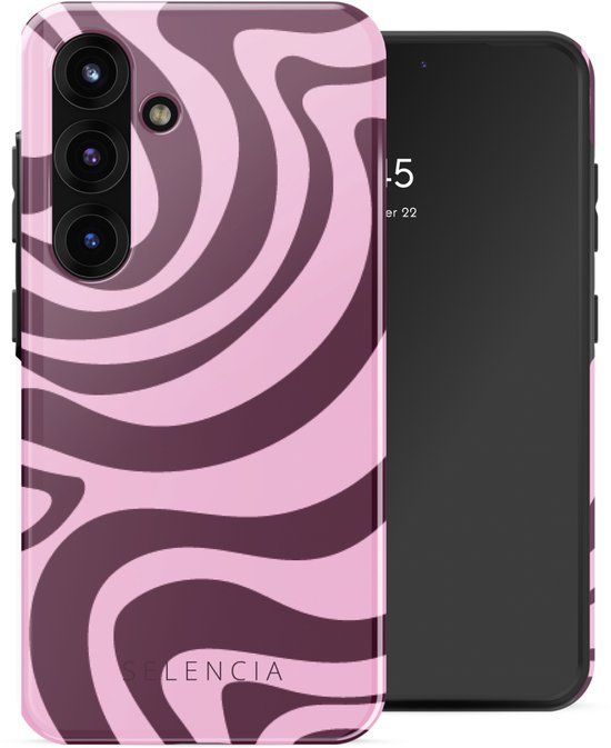 Selencia Hoesje - Geschikt voor Samsung Galaxy S25 - Backcover - Wavy Swirl Pink Plum