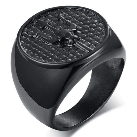Mendes heren ring Edelstaal Trident Zwart-20mm