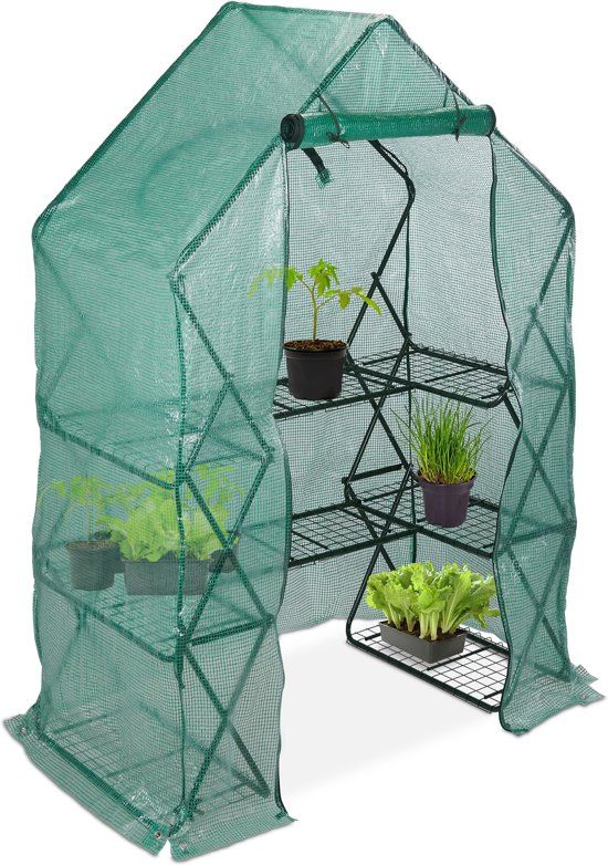 Relaxdays Foliekas - Kweektent - Met Rek - 195 cm Hoog - Groen - Balkon - Tuin - Serre