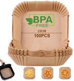 AiQInu Papier cuisson pour Airfryer, 100 pièces, 23 cm, sans BPA, Carré