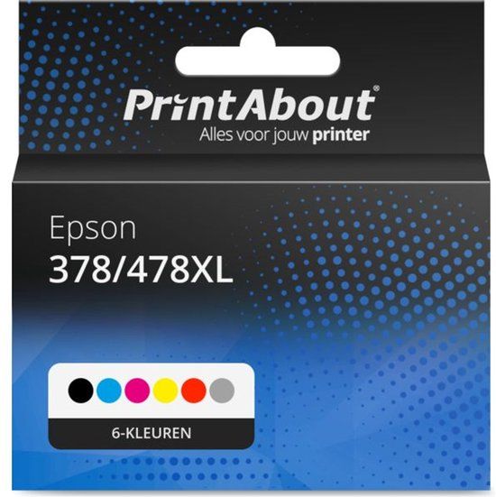 PrintAbout Huismerk Inktcartridge 378/478XL (C13T379D4010) 6-kleuren Multipack Hoge capaciteit geschikt voor Epson