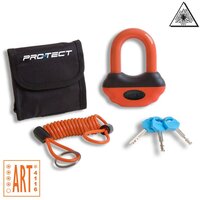 Protect Topaz ART-4 schijfremslot oranje met reminderkabel en tas