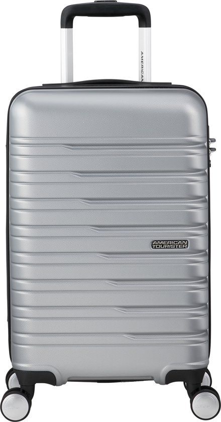 American Tourister Flashline Spinner 55-35 cm - KLM Handbagage - Sky Silver - 34 l - Hardcase - rPet - TSA Cijferslot