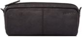 LEABAGS Étui en cuir I Grand étui en cuir véritable I Étui pour le travail, l'université, l'école I Étui I Étui pour stylos I Étui en cuir I Noir Nature