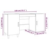 VidaXL Bureau 140x50x75 cm Bewerkt Hout Sonoma Eikenkleurig