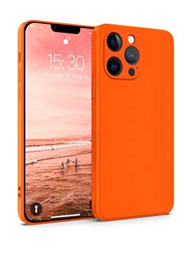 MyGadget Silicone Sleeve compatibel met Apple iPhone 13 Pro Max - Rugged Protective TPU Case Slim Silicone Sleeve - Back Cover Scratch Resistant Cell Phone Sleeve - Matte Orange