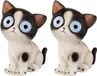 Merkloos / Sans marque Kaemingk B.V. Tuinbeeld solar LED tuinlichtjes/lampjes kat/poes zwart/wit 16 cm koel wit - 2x