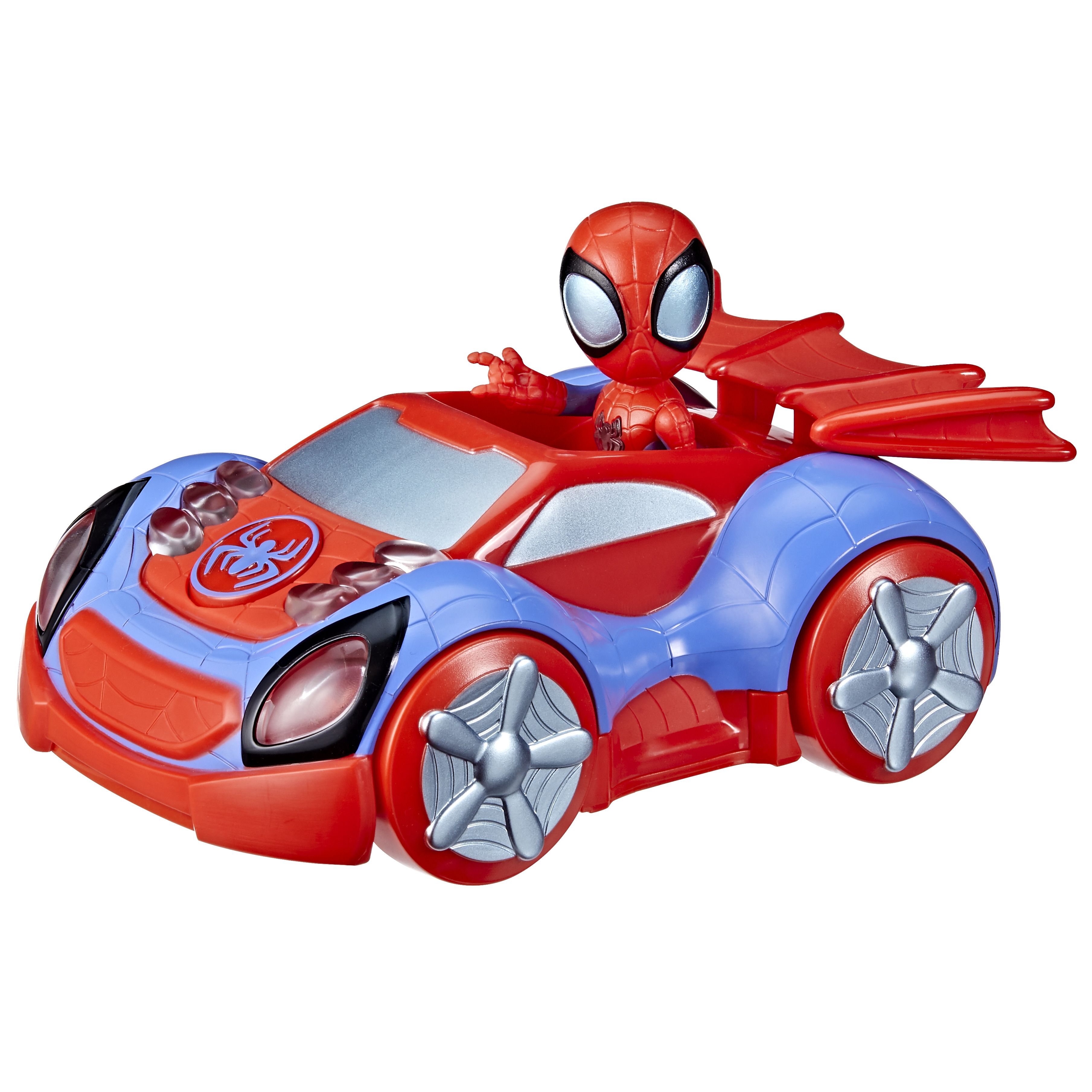 Hasbro Marvel Spidey and His Amazing Friends Glow Tech Web-Crawler Racing Vehicle with Lights and Sounds