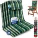 Beautissu Sun-HL - Set de 4 coussins premium pour dossier haut avec appui-tête 120x50 cm – Résistant aux UV & coussin de 8 cm d'épaisseur pour chaise de jardin avec bandes de fixation antidérapantes – Tissu résistant vert à carreaux