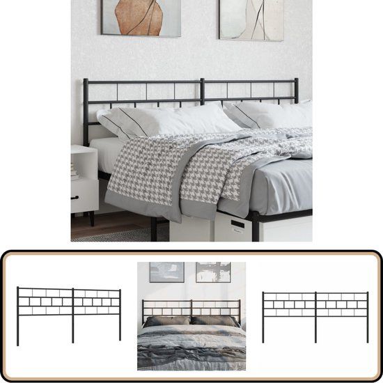 vidaXL Hoofdbord Metaal Zwart 193 cm