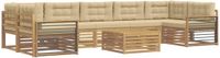 vidaXL Hoek loungeset 7-zits Wit en Beige Massief Acacia Hout