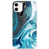 Siliconen Apple iPhone 11 Marbre bleu paillete siliconen hoesje