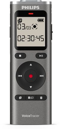 Philips DVT1170 Enregistreur vocal - microphone 360° - PCM (WAV) - Enregistrement activé par la voix - Grand écran LCD - Emplacement carte MicroSD - 8 Go - USB-C - Anthracite