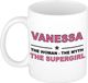 Bellatio Decorations Naam cadeau Vanessa - The woman, The myth the supergirl koffie mok / beker 300 ml - Oudroze Keramiek