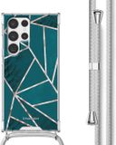 iMoshion Hoesje Samsung Galaxy S22 Ultra - Petrol Green Graphic - Met Koord