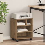 vidaXL Printerstand Artisanaal eiken 41 x 32 x 48 cm Bewerkt hout